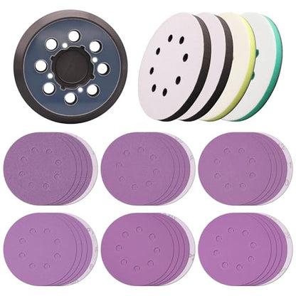 5 Inch Sander Pad with 4 Orbital Sander Foam Pad & 30 Ceramic Sanding Discs
