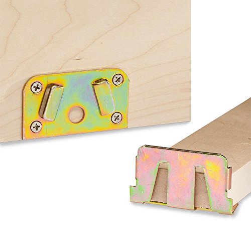 Center Bed Rail Fasteners to Prevent Sagging – Durable Steel Brackets w/Yellow Chromatized Finished Secure Bed Frame Brackets – Perfect Furniture Corner Connectors for Solid Connection