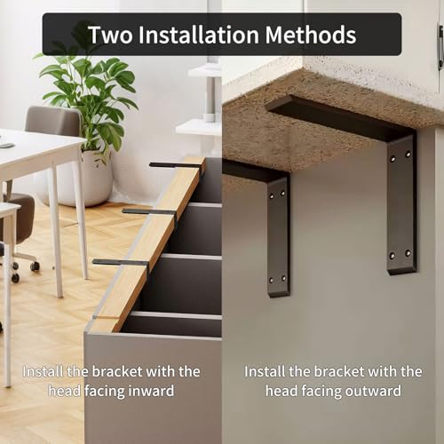 Heavy Duty Metal Countertop Brackets 18 Inch L Shape Countertops Floating Shelf Brackets 0.4 Inch Thick Granite Countertops 18"x8"x2.5" for Quartz/Granite/Wood/Concrete/Laminate Countertops (4pack) - color: Black-4Pack, size: 18"x8"x2.5"
