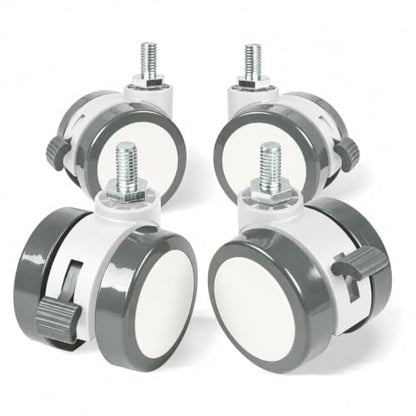 Lockable Caster Wheels for Standing Desk, Set of 4 pcs Height Adjustable Desk Legs Wheels (White) - color: White