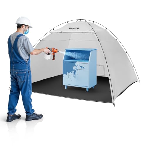 VEVOR Portable Paint Booth Tent, 116.14 x 114.96 x 79.53 inch Painting Tent Station, Spray Shelter with Built-in Floor & Mesh Screen, Large Space, Oxford Spray Painting Tents for Cupboard, Chairs - size: L116*W115*H80inch
