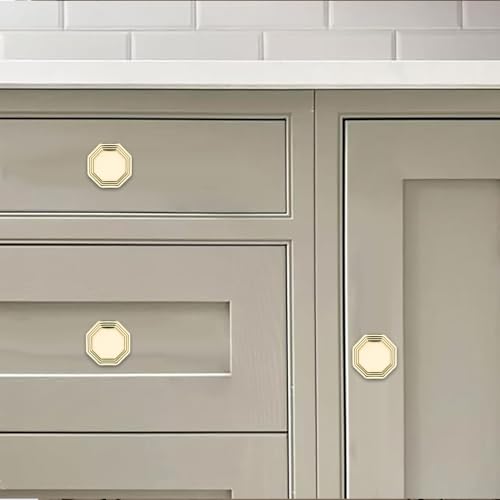 khtumeware 10 Pack 1-1/4 Inch Polished Brass Cabinet Knobs Polished Gold Cabinet Handle Heavy Duty Solid Cabinet Hardware for Cupboard Drawer Pulls Dresser Handle - color: Polished Brass, size: Diameter：1-1/4-knobs