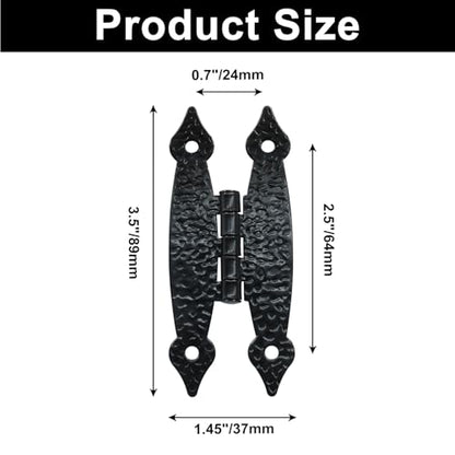 Murtenze 12 Pack 3.5 Inch Black Antique H Hinge Cold Rolled Steel - color: Black-12PCS