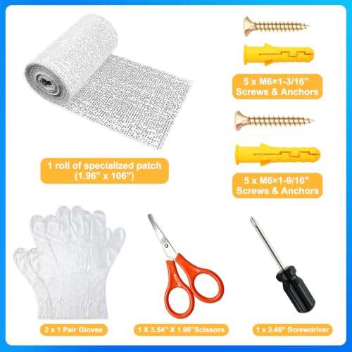 Drywall Anchor Repair Kit, Fast Loose Anchors Fix, 1.96' x 106' Patch Easy Cut for Fixing Wall Plugs Fast