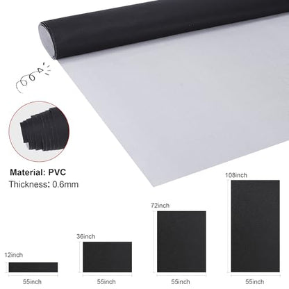 Faux Leather, Marine Vinyl PVC Leather for DIY Upholstery, Sofa Car Boat Seat Repair, Waterproof & Easy to Clean, Black (1 Yd 55x36 Inch) - color: Black, size: 1Yd (55x36inch)
