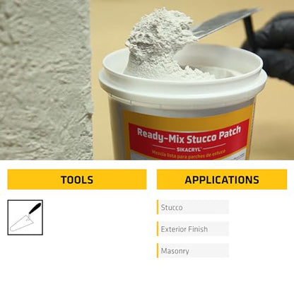 SIKA Sikacryl Ready-Mix Stucco Repair Patch for Large Cracks, White, 1 qt