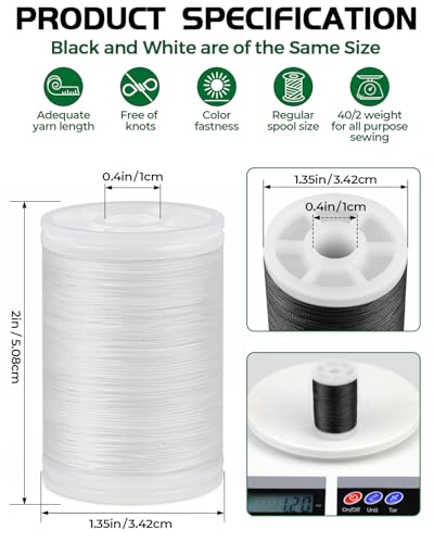 330 Yards FIVEIZERO Extra Strong Upholstery Thread, Bonded, Black&White - color: Mix