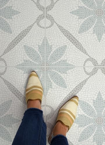 FloorPops Jamila Grey Peel and Stick Floor Tiles, Medallion Vinyl Floor Tiles, Water Resistant, 12 in x 12 in, Pack of 60 - color: Gray (Pack of 6)