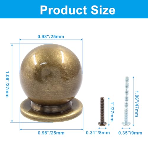 Jiozermi 4 Pack Mini Round Solid Brass Knobs, 1 Inch, Bronze - color: Bronze, size: 1 Inch(25mm)