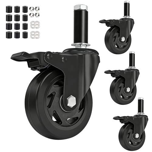 5" Heavy Duty Prep Table Casters, Expanding Stem, Set of 4 - size: 5 Inch