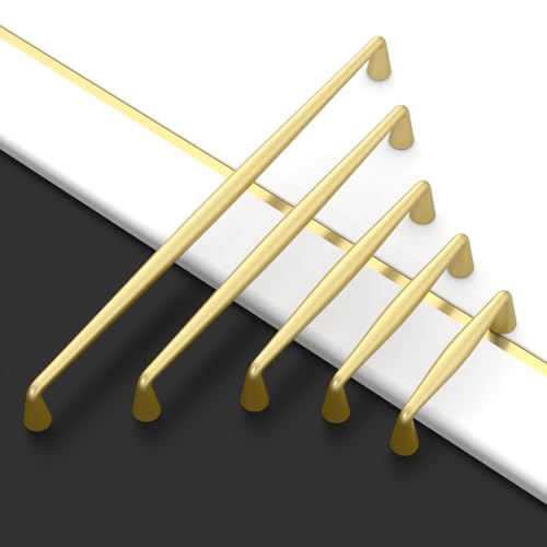 Asidrama Brushed Gold Cabinet Pulls Solid Handles,5 Inch,10 Pack - color: Brushed Gold, size: 5" Hole Center(128mm)