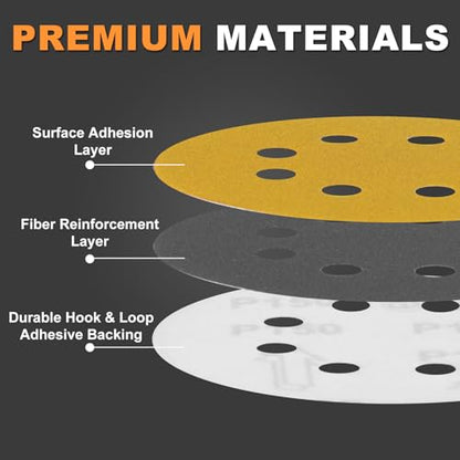 4 Pack Interface Pads + 50Pcs 5 Inch 8 Hole Hook & Loop Sanding Discs