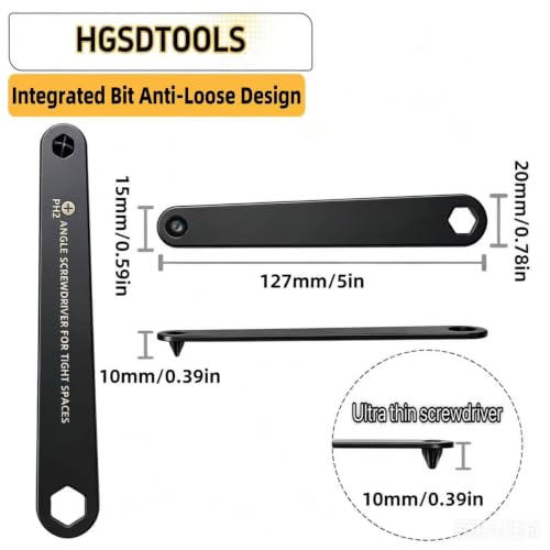 3PC Ultra Low Right Angle Offset Screwdriver Set(PH1, PH2, SL6)
