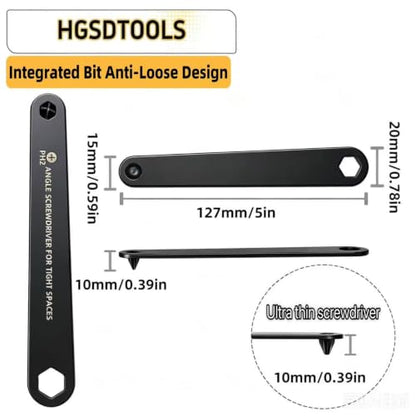 3PC Ultra Low Right Angle Offset Screwdriver Set(PH1, PH2, SL6)