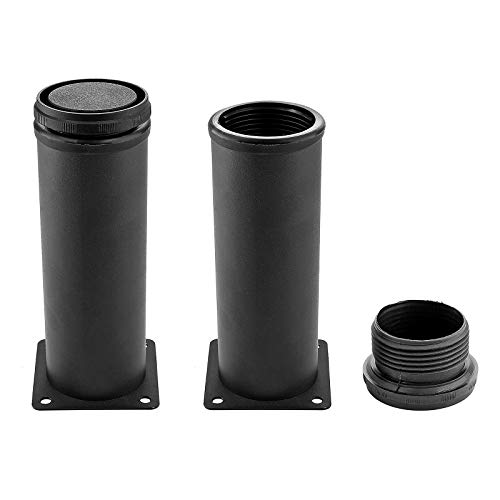 Set of 4 Adjustable Stainless Steel Furniture Legs 6 Inch Black - color: Black, size: 6 inch