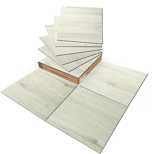 Art3d 30-Pack Peel and Stick Floor Tiles (30 Sq.Ft), White-Washed Oak - color: White-Washed