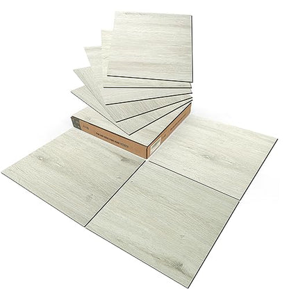 Art3d 30-Pack Peel and Stick Floor Tiles (30 Sq.Ft), White-Washed Oak - color: White-Washed