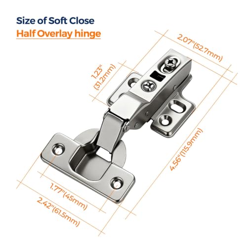 Ravinte European Kitchen Cabinet Hinges, Soft Close, Half Overlay, 4 Pack - size: Half Overlay