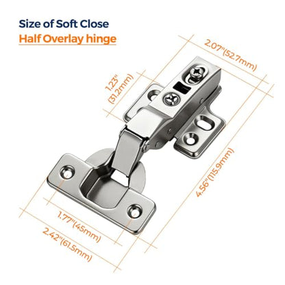Ravinte European Kitchen Cabinet Hinges, Soft Close, Half Overlay, 4 Pack - size: Half Overlay