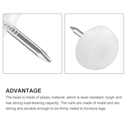 METALLIXITY Furniture Feet Nail (12mm/0.47in) 20Pcs, Plastic Round Chair Glides Sliders - for Chairs Sofa Furniture Sliders Protector Pad, White - size: 12mm/0.47in