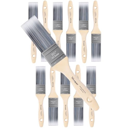 Wesquer 1.5 Inch Flat Paint Brushes 12 Pack Bulk Professional Detail Touch - size: 1.5 inch (12 pack)
