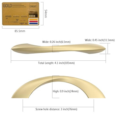 Amerdeco 10 Pack Brushed Gold Cabinet Pulls 3 Inch(76mm) Hole Center Hardware Gold Kitchen Handles for Bathroom Drawer Dresser Pulls ZH0048 - color: Brushed Gold, size: 3"/76mm Hole Center
