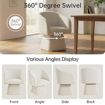 VKNOW Upholstered Swivel Dining Chairs Set of 4 with Barrel Back and Arm - color: Beige