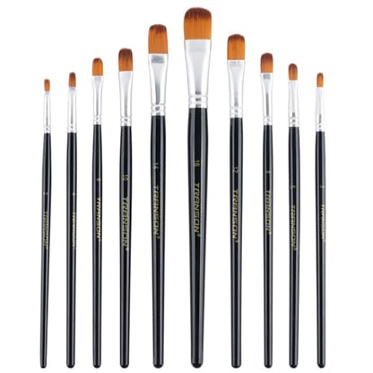 Transon Synthetic Filbert Paint Brush Set 10pcs for Acrylic Watercolor Gouache Art Painting and Body Craft Painting (Pack of 2) - size: Filbert 10 PCS (Pack of 2)