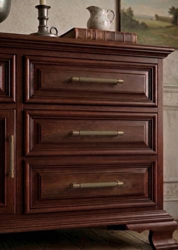 10 Pack Antique Brass Knurled Cabinet Pulls 5 Inch(128mm) Kitchen Cabinet Handles Cabinet Hardware for Drawer Pulls - color: Antique Brass, size: 5" Hole Center