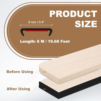 PATIKIL 3/8 Inch x 20 Feet U Shape Edge Banding, TPE Rubber Edge Trim Self Adhesive Veneer Edging Trim for Veneer Furniture Cabinets Shelves Table, Black - color: Black, size: 3/8 Inch x 20 Feet