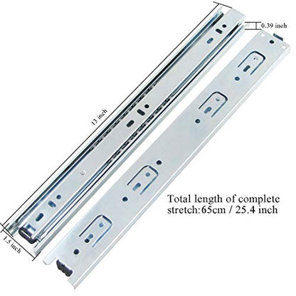 A Pair of Black Metal Quiet Ball Bearing Full Extension 2 Section Drawer Slide, Side Mount (32.5cm/13 Inch) - size: 32.5cm/13 Inch