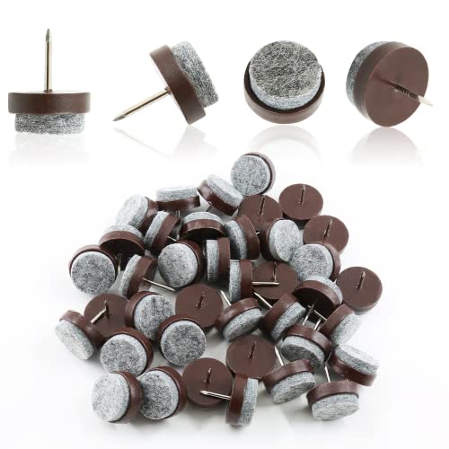 40 PCS 24mm Nail-On Felt Glides, Chair Leg Protector Brown - size: 24mm - Brown
