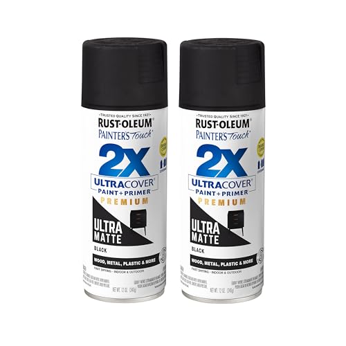 Rust-Oleum Painter's Touch 2X Ultra Cover Spray Paint, Ultra Matte Black - color: Ultra Matte Black, size: 12 Ounce (Pack of 2)