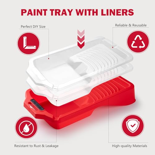 Mister Rui 4 Inch Foam Paint Roller Kit with Tray, Liners & Brush