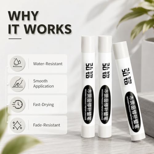 3 Colors Wood Filler Sticks, Grayish White Series, with Scraper - color: Grayish White Series