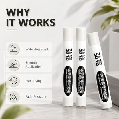3 Colors Wood Filler Sticks, Grayish White Series, with Scraper - color: Grayish White Series