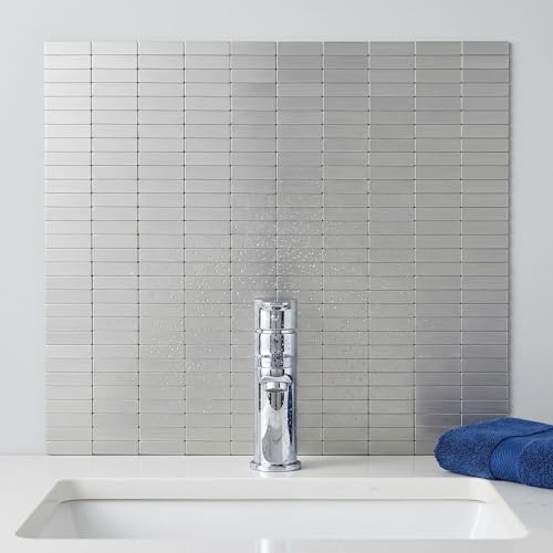 XUANINY Peel and Stick Tile Backsplash Wall Tiles, Stainless Steel, 8-Pack - color: Stainless Steel 8