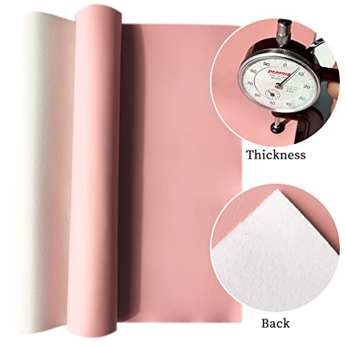 XHT Smooth Pink Faux Leather Roll 11.8"x53" Soft Plain Synthetic Upholstery Crafts Fabric for DIY Bows Jewelry Making - color: Pink