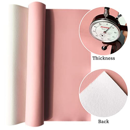 XHT Smooth Pink Faux Leather Roll 11.8"x53" Soft Plain Synthetic Upholstery Crafts Fabric for DIY Bows Jewelry Making - color: Pink
