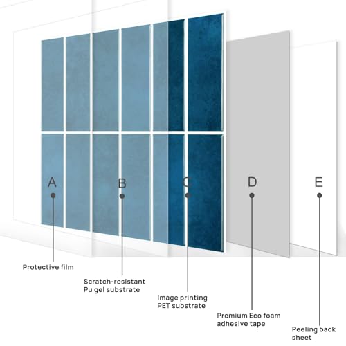 Peel and Stick Tile，New Upgrade Thicker Design Self Adhesive 12" x 12" Large Premium Peel and Stick Backsplash for Kitchen (Dark Blue). - color: Dark Blue