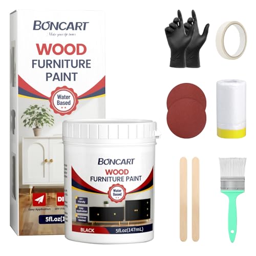 Boncart Wood Furniture Paint Kit - color: Black, size: 5fl.oz