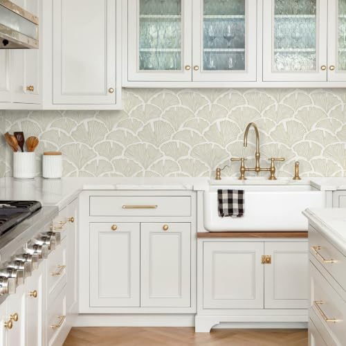 Peel and Stick Wallpaper for Bedroom Khaki&Beige Leaf Self-Adhesive - color: Khaki and Beige, size: 17.3" x 78.7"