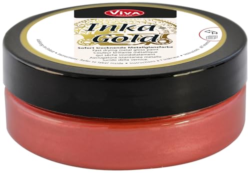 Viva Decor Inka Gold Gilding Wax2.3 oz (Lava Red) - Easily Applicable Wax-Based Metallic Polishing Paste. Quick-Drying Metal Shine, High Gloss Effects for DIY. Decor Paste for Wood, Clay & Terracotta - color: Lava Red