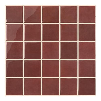 Commomy Thicker Red Peel and Stick Tiles - 10 pcs of 12" x 12" - color: Square Red & Thicker Design
