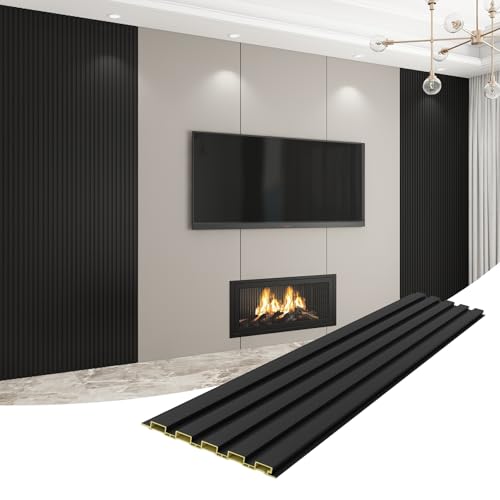 Slat Wall Panel 8-Pack, 118’’x6.3’’, Black - size: 118’’x6.3’’-Black