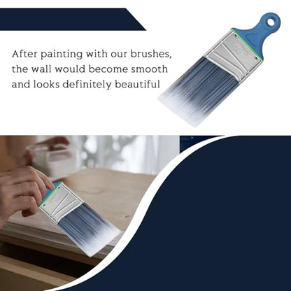 Wesquer Paint Brushes Short Handle Paint Brush for Painting Walls Stain Wood Small Areas Cutting and Trim Works Home Improvement Paint Supplies 3 Pack - color: Blue