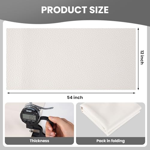 Marine Vinyl Fabric, Upholstery Faux Leather Fabric by The Yard, 1.05mm Lychee Texture Leather Sheets for Sofa Chairs Handbags Hair Bows Earrings Crafts (1 Foot 12''X 54'', Beige) - color: Beige, size: 1 Foot