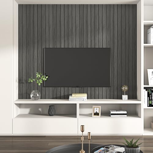 Black 3D Wall Panels Acoustic Wood Slat Wall Paneling for Walls - color: Black