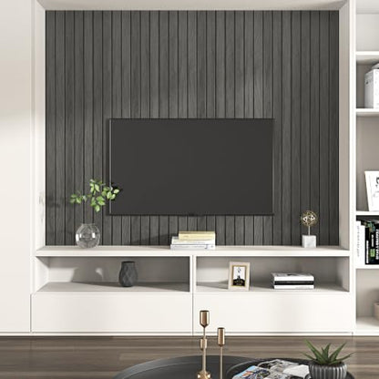 Black 3D Wall Panels Acoustic Wood Slat Wall Paneling for Walls - color: Black