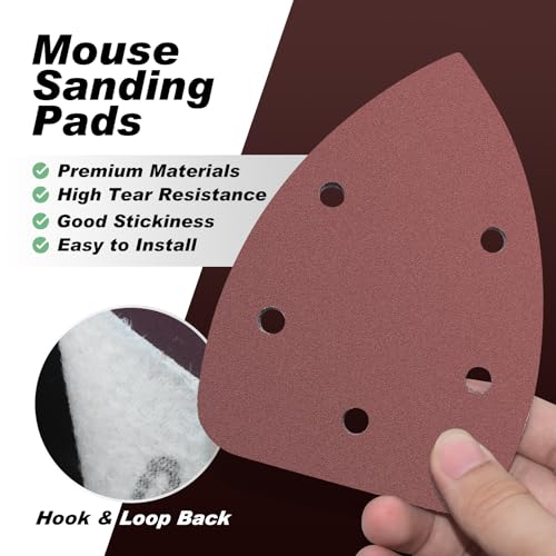 60 Pcs 2000 Grit Mouse Sandpaper, Aluminum Oxide Mouse Sanding Pads - size: 2000 Grit